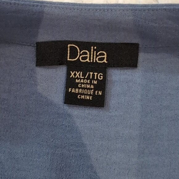 XXL - Dalia Long Sleeve Crepe Blouse Blue - Picture 2 of 6